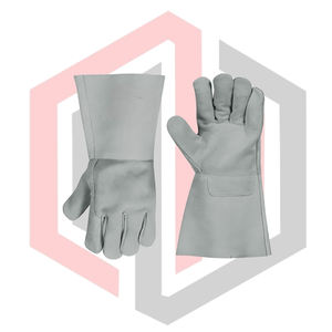 Grey Industrial Welding Leather Gloves Cowhide Split <b>7</b> oz 16INCH Heat-<b>Fire</b> Protective Tear-Resistant BBQ Work Gloves - Product Image 4