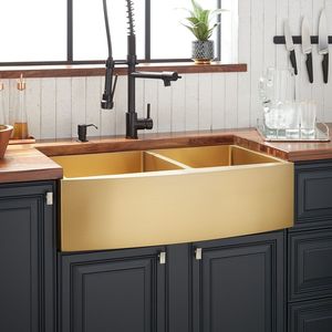 Évier de cuisine de luxe en laiton fait main, lavabo de style farmhouse haut de gamme, construction robuste et élégante pour maisons modernes de luxe - Product Image 5