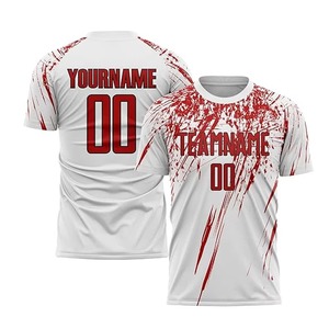 ชุดเสื้อฟุตบอลลายสก็อตแบบซับลิเมชั่นสั่งทำพิเศษ สีขาวแดง พร้อมชื่อทีม ระบายเหงื่อได้ดี สำหรับผู้ใหญ่ แขนสั้น คอวี - Product Image 6