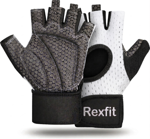 Gants de sport anti-choc pour l'haltérophilie et le fitness, gants de fitness professionnels Rexfit à demi-doigts - Product Image 6