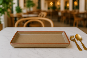 Healthy Grilled Chicken Salad on Rectangular <b>Ceramic</b> <b>Plate</b> Restaurant Style Sushi Plating for Food Decorative Dining Table - Product Image 3