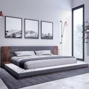 Customisable Ultra-Low Modern Platform <b>Bed</b> MahoganySlate Mercer41Mercer41 1000kg for Luxe Bedrooms - Product Image 1