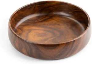 Ensemble de 4 bols à salade en bois sculpté, texture bois foncé, bassin de service pour fruits, vaisselle de cuisine artisanale - Product Image 3