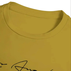 Conjunto de Camiseta y Pantalones Cortos Casuales de Verano para Hombre, Color Amarillo Mostaza, Cuello Redondo, Diseño con Letras Impresas, Transpirable y Cómodo, Tejido de Punto - Product Image 2