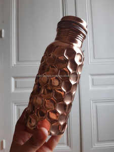 Handcrafted Hammered Copper <b>Bottle</b> 750ml Leakproof Ayurvedic Eco Friendly Wide Mouth Design - Product Image 2