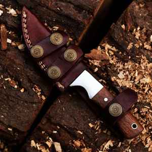 Cuchillos de Caza Hechos a Mano al por Mayor, de Acero de Damasco, Hoja Fija, Mango de Madera, para Supervivencia al Aire Libre y Camping, con Funda - Product Image 6
