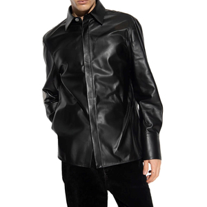 Mens Genuine <b>Leather</b> <b>Shirt</b> Zipper Front Classic Collar Soft Touch Stylish Casual Fashion Outfit for Daily Wear Anti-Wrinkle - Product Image 3