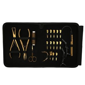 Professional Hair Extension Tool Kit for Salon Application with Beads Crimper Removal Tool Curved Needles and Styling Clips <b>Set</b> - Product Image 1