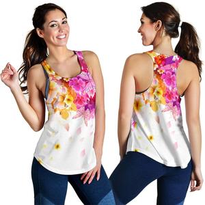 Camiseta sin mangas con estampado floral para mujer, cuello redondo, transpirable, de poliéster tejido, estilo casual, estampado digital, adornada con plumas - Product Image 4