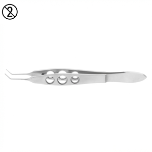 Pinzas de sujeción para IOL Livernois, anguladas, desechables de un solo uso, para cirugía oftálmica, lente intraocular, acero inoxidable NAZIR HABIB - Product Image 1