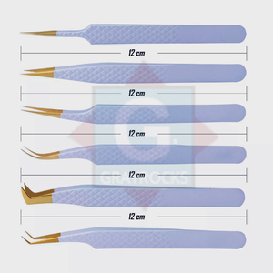 Pince à épiler en acier inoxydable à pointe en fibre dorée, design personnalisé, pointes pointues, volume multifonctionnel, longueur 10 mm - Product Image 2