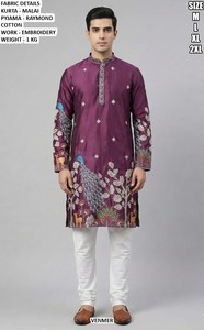 Veer yellow Heritage Kurta - Product Image 5