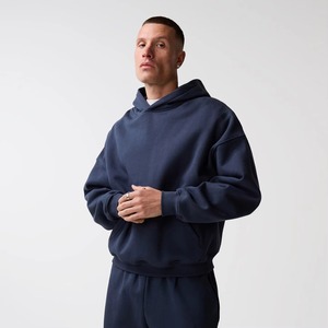 Survêtement à capuche pour homme, coupe classique, 100% coton molletonné, 400 GSM, épais, pour l'hiver, fermeture à cordon, poches latérales, séchage rapide - Product Image 2