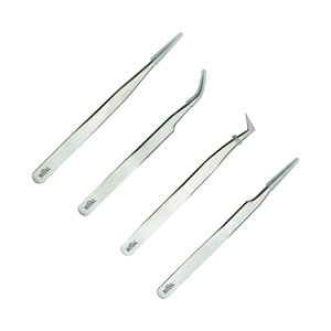 Pinzas para Extensión de Pestañas con Punta de Fibra, Agarre de Diamante, Color Negro Plasma, con Etiqueta Privada, Pinzas de Volumen Ruso de 90 Grados - Product Image 1