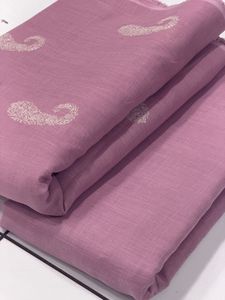 Tela de lino puro con hilo blanco y secuencia de buta - Product Image 4