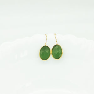 Joyería de Moda al por Mayor, Pendientes de Gancho con Gema Ovalada Monalisa, Chapados en Oro de 18K |   Pendientes de Piedra Roja, Verde y Amarilla - Product Image 5