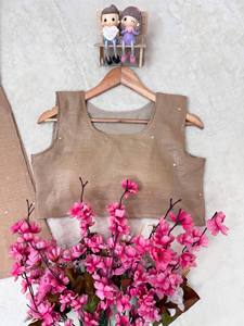 Ensemble indien pakistanais beige brodé de sequins, kurta à manches longues, palazzo en tissu crêpe pour fête et mariage - Product Image 4