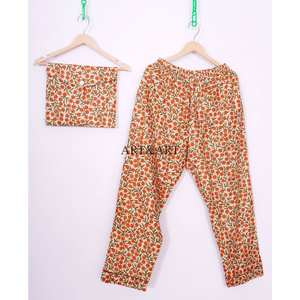 Conjunto de Pijama para Mujer, 100% Algodón Ecológico, Elegante, Modesto, con Estampado Floral, de Alta Calidad, Cómodo, Suave, Pantalones y Camisa Lisos - Product Image 4