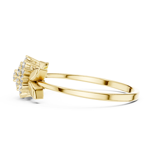 Anillos de oro macizo de 14k para mujer con diseño de flor, corte redondo minimalista, con diamantes, para regalo, compromiso, aniversario, boda - Product Image 2