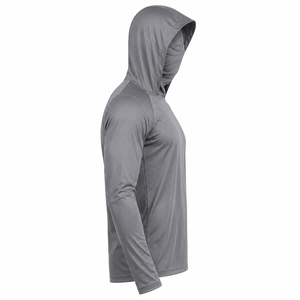 Sweat à capuche unisexe à manches longues avec protection intégrée pour le visage, anti-UV, couleur unie, vêtement de pêche performant UPF 50, pull-over haute élasticité 100% - Product Image 5