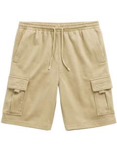 Shorts cargo pour hommes en beige sable, taille élastique, cordon de serrage, style streetwear décontracté, avec poches latérales, shorts d'été, fabricant - Product Image 1