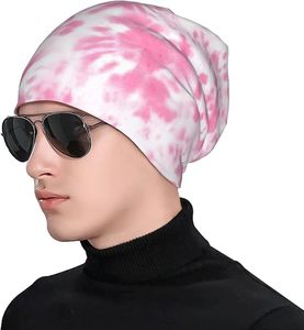 Pink <b>Floral</b> <b>Tie</b> Dye Beanie Hat Unisex Adult 100% Acrylic Knitted Winter Cap Casual Style - Product Image 5