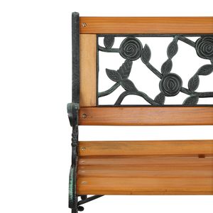 49\" Antique Rose Style Love Seat Garden <b>Bench</b> Patio Porch Chair Deck Hardwood Cast Iron Outdoor <b>Bench</b> with Steel <b>Wood</b> Material - Product Image 4