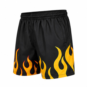 Custom Sublimated Flame Print Football Shorts Quick Dry Breathable Anti-Bacterial 220 GSM Polyester Elastic Waist Sports - Product Image 1