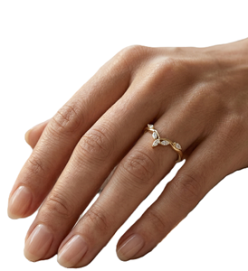 Anillo de compromiso y boda curvo de moissanita y diamante de laboratorio Marquise, chapado en oro de 14K y 18K sobre plata de ley, anillo apilable con engaste de puntas - Product Image 6