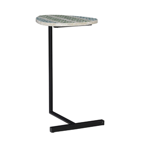 Table basse moderne en nacre incrustée, coquille de Capiz, écologique, faite à la main, pieds en métal, meubles de salon personnalisés - Product Image 1