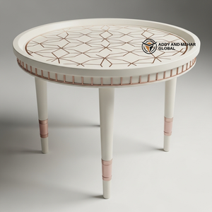 White Meena Design Wooden <b>Stool</b> Handcrafted Round Decorative Accent <b>Stool</b> Elegant White Meena Pattern <b>Stool</b> - Product Image 6