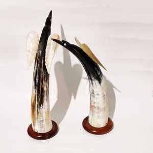 Paire de cornes de bœuf sculptées et polies de haute qualité pour la décoration du salon et de la chambre à coucher, agate - Product Image 3