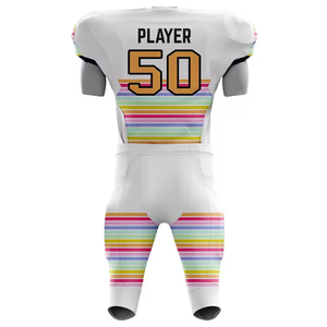 Custom Sublimated American Football Jersey Unisex Adult Short Sleeve Striped Design Breathable Fitted With Number 50 And Player - Product Image 6