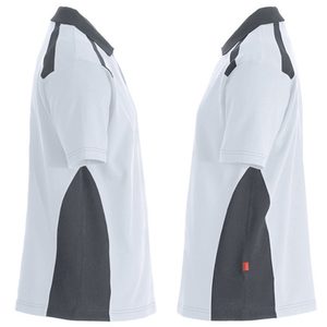 Chemise à manches courtes blanche pour homme avec design à blocs noirs, style décontracté, séchage rapide, tissu tricoté 100% polyester, coupe classique - Product Image 3