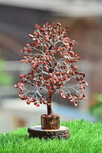 Pierre précieuse Jaspe Rouge 300 perles Base en bois Fait main Thème mascotte Décoration d'arbre Pot de fleurs Pierres naturelles Vente en gros AMAYRA CRYSTALS - Product Image 6