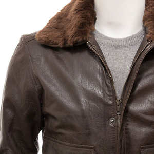 Chaqueta de Cuero de Oveja Estilo Motero Personalizada para Hombre, Chaqueta Bomber Cálida con Cuello Alto, Talla Grande, Chaqueta de Invierno - Product Image 6