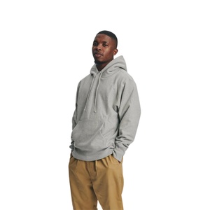 Sudadera con Capucha Gris para Hombre, Color Sólido, Algodón French Terry, Estilo Casual con Bolsillo Canguro, para Otoño - Product Image 2