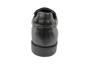 Zapatos de Vestir de Cuero Genuino Negro para Hombre, con Punta Redonda, Sin Cordones, Suela de Goma Acolchada, Logotipo Grabado - Product Image 4