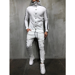 Conjunto Deportivo Rojo para Hombre, Manga Larga, con Capucha, Cierre de Botones, Bolsillos Laterales, Ropa Deportiva Informal, Transpirable, para Invierno, 100% Algodón, 2 en 1 - Product Image 5