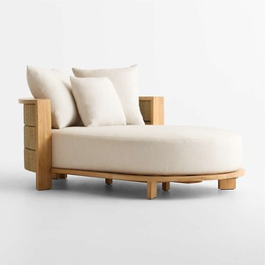 Canapé-lit de luxe en teck pour l'extérieur avec coussins épais – Mobilier de patio moderne pour hôtel, jardin et bord de piscine - Product Image 6