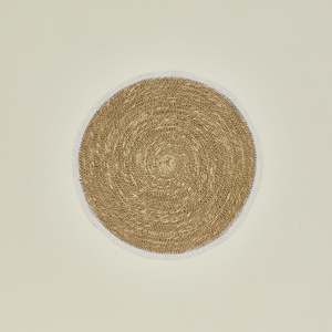 Wholesale Eco Friendly Braided Handwoven Wicker Seagrass Round Placemat White Edge Dining <b>Table</b> <b>Mat</b> Bulk Restaurant Decor - Product Image 1