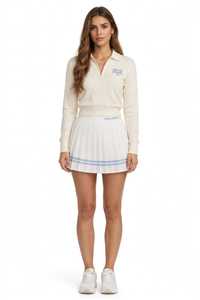 ONETEN APPAREL Ensemble pull tricoté style preppy pour femme avec mini-jupe plissée devant, taille élastique, manches longues, ajusté, séchage rapide, tout-en-un - Product Image 6