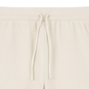 Pantalon de jogging en maille beige décontracté, taille élastique, vêtement de détente, pantalon en maille douce, coupe décontractée pour hommes, femmes, style unisexe - Product Image 4