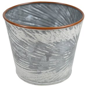 Maceta Redonda de Metal Galvanizado con Patrón Irregular para Jardín, Interior y Exterior, Maceta Resistente - Product Image 1