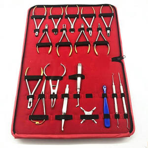 Juego de Instrumentos Quirúrgicos Dentales de 18 Piezas, Acero Inoxidable Manual, Certificado CE Clase I, Kit de Herramientas de Ortodoncia, Estuche Rojo - Product Image 1