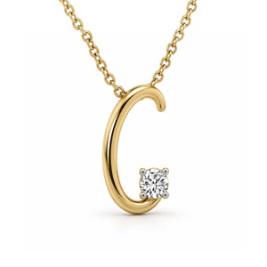 <b>Initial</b> <b>C</b> Letter Pendant <b>Necklace</b> With Round Cut Lab Grown Diamond 10k/14k Gold Unique-Style Luxury Alphabeted Pendant For Women - Product Image 4