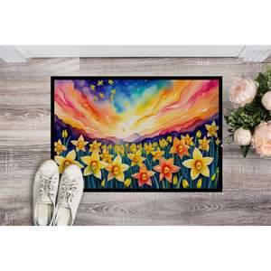 Paillasson antidérapant inspiré des jonquilles 24H X 36W Tapis d'entrée intérieur/extérieur lavable à poils bas pour porte d'entrée - Product Image 2