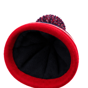 Bonnet tricoté personnalisé avec pompon, chaud pour l'hiver, à revers, logo brodé, pour équipes sportives, vente en gros, fabricant OEM ODM, en vrac - Product Image 5