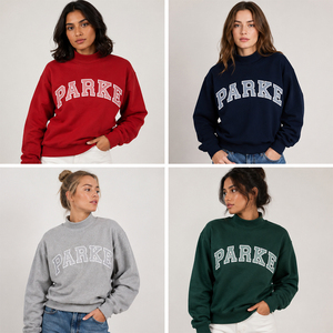 Park Custom Women's <b>Mock</b> <b>Neck</b> Sweatshirt Embroidered Logo Fleece Pullover Casual Cotton Blend Oversized Streetwear - Product Image 5