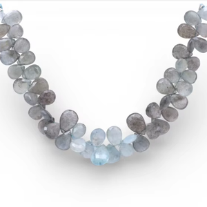 Cuentas de piedra de Aguamarina de musgo verde terroso, patrones ovalados de Chip de gota sueltos facetados para collar o pulsera, fabricación de joyas - Product Image 1